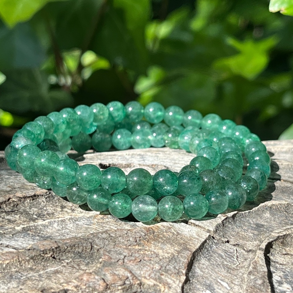 6mm green strawberry 3 layer‎ bracelet necklace